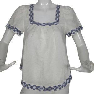 MADEWELL Peasant Embroidered Linen Top-TAGS ON